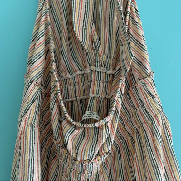American Eagle Striped Smocked Halter Linen Top S - Picture 8 of 10